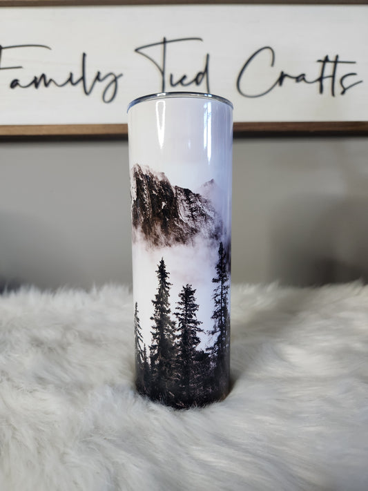 Black and white mountain tumbler