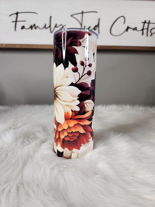 Plum fall floral tumbler