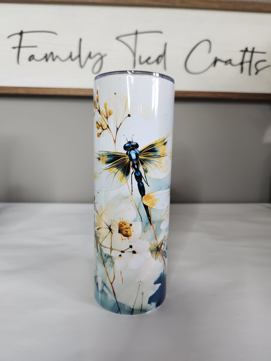 Watercolor dragonfly tumbler