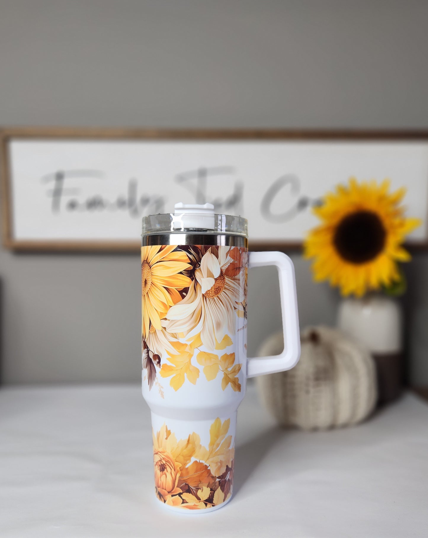 Sunflower fall floral 40 oz tumbler