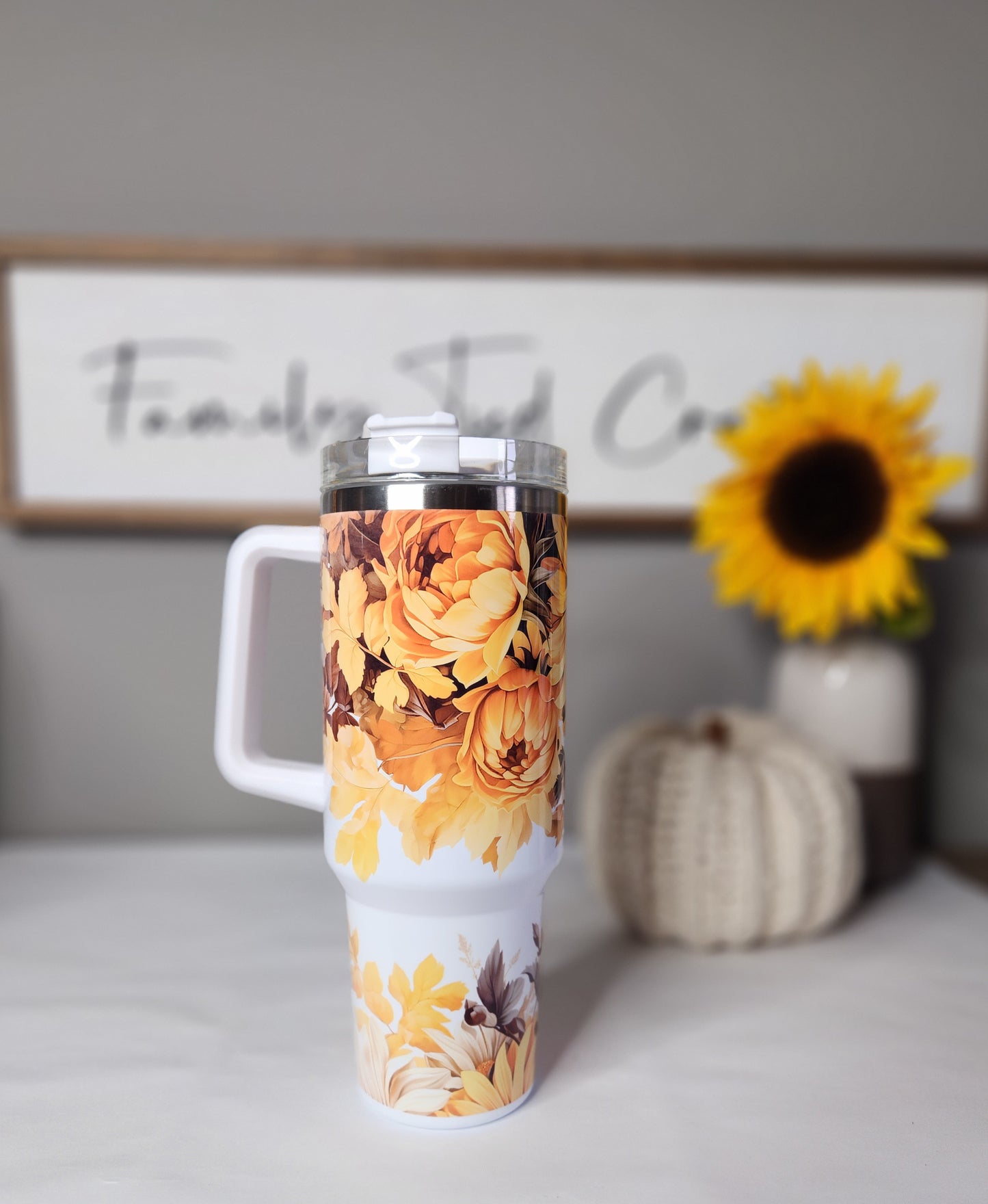 Sunflower fall floral 40 oz tumbler