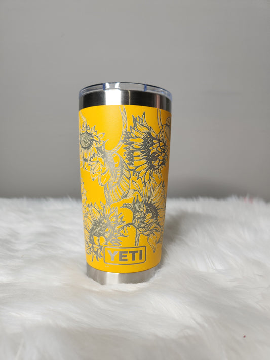 Sunflower engraved 20 oz yeti tumbler