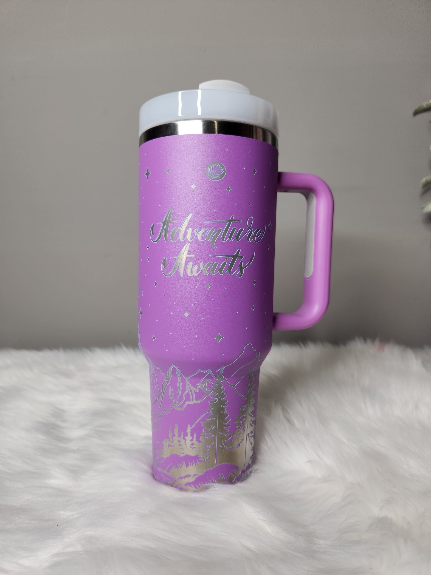 Bold purple adventure awaits 40 oz engraved tumbler