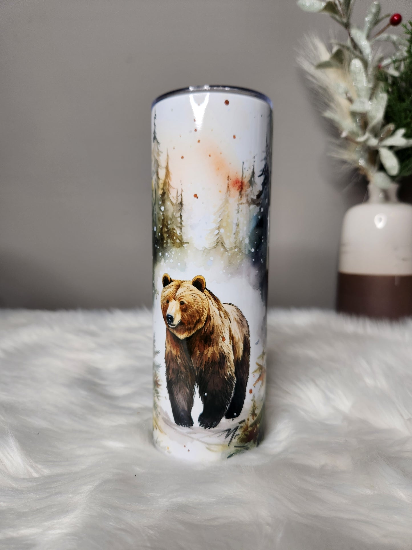 Watercolor bear 20 oz tumbler