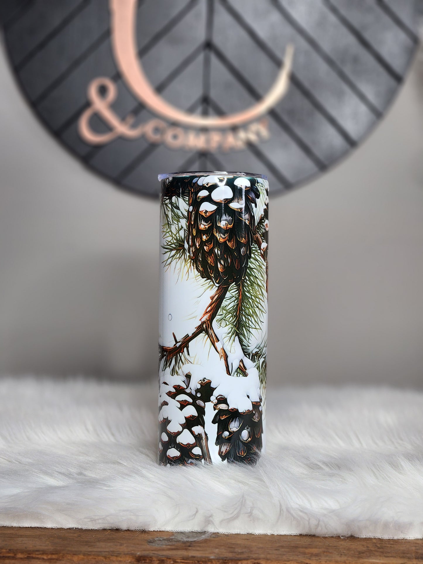 Winter pinecone 20 oz tumbler