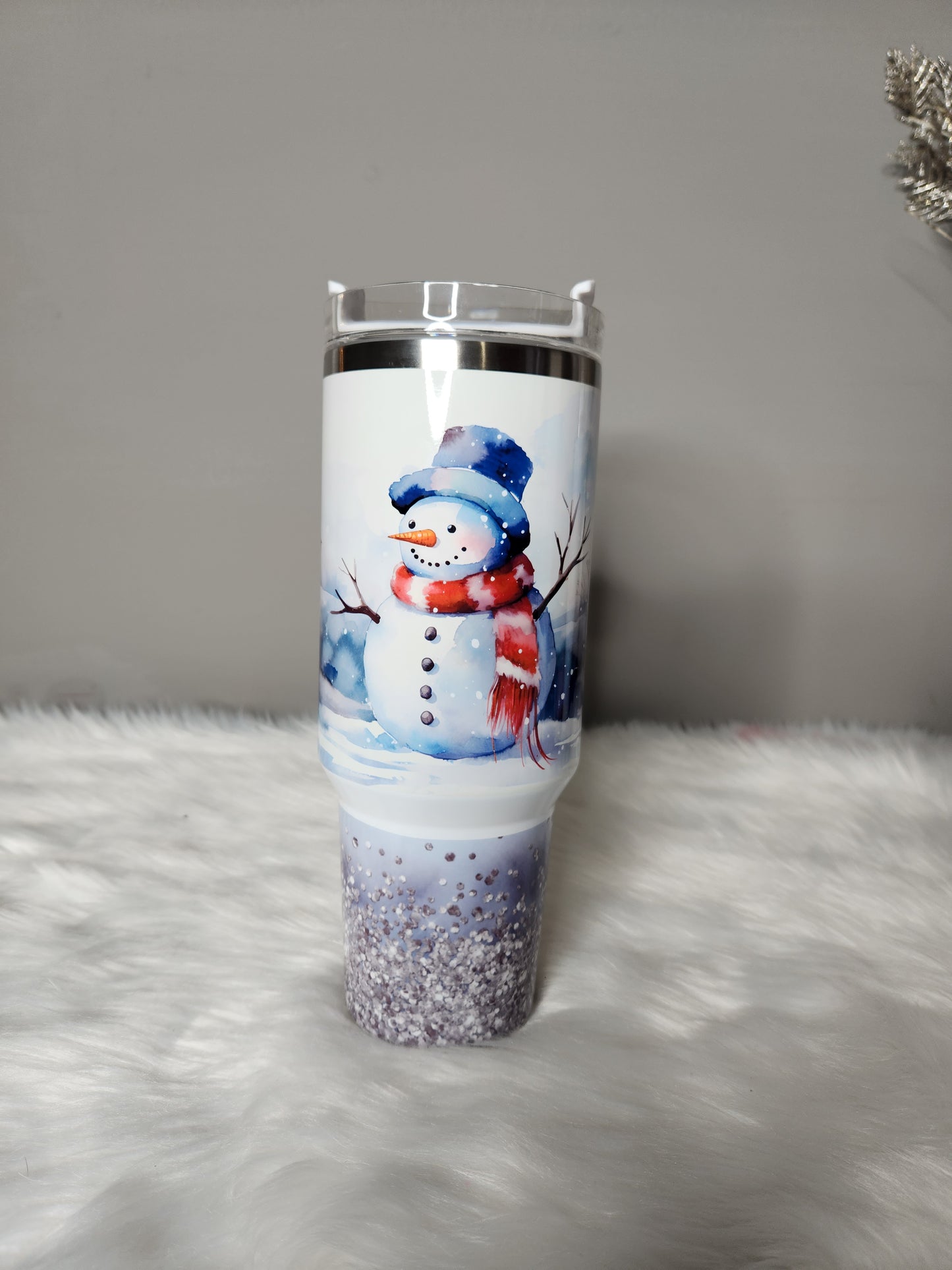 40 oz dupe blue snowman tumbler