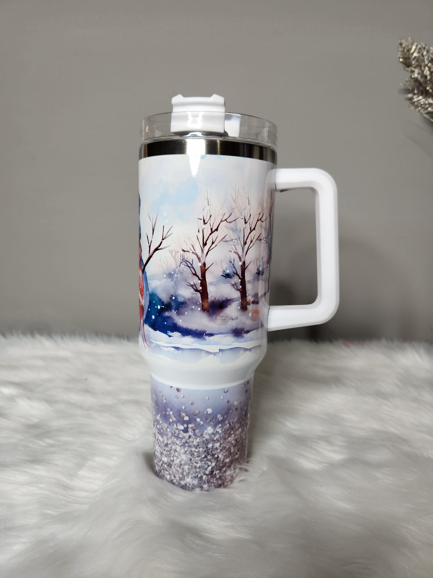 40 oz dupe blue snowman tumbler