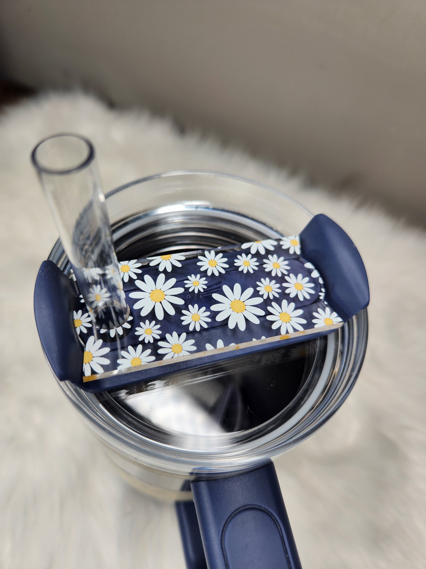 Clear acrylic daisy stanley tumbler topper