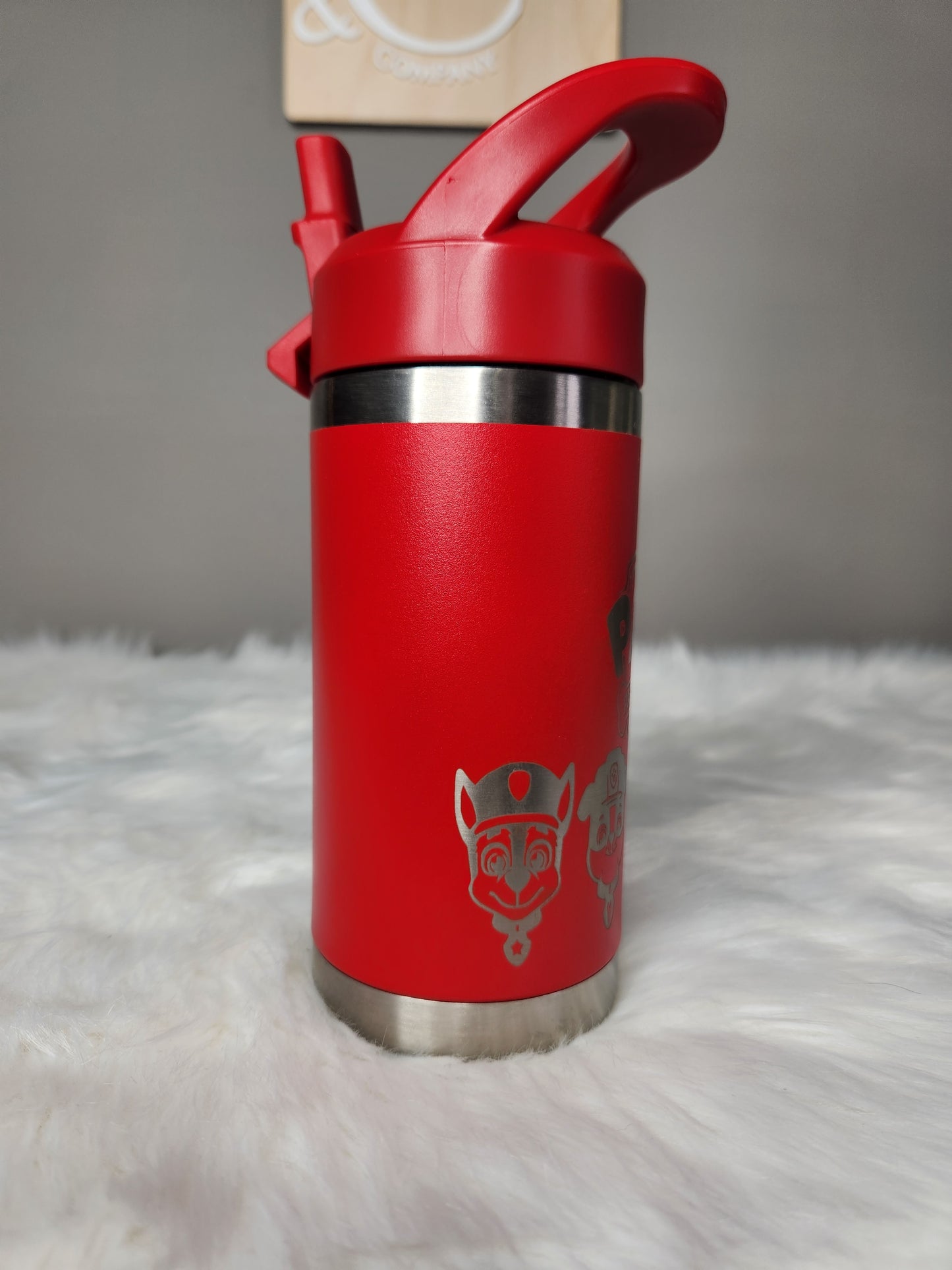 Red paw patrol waterbottle engraved tumbler