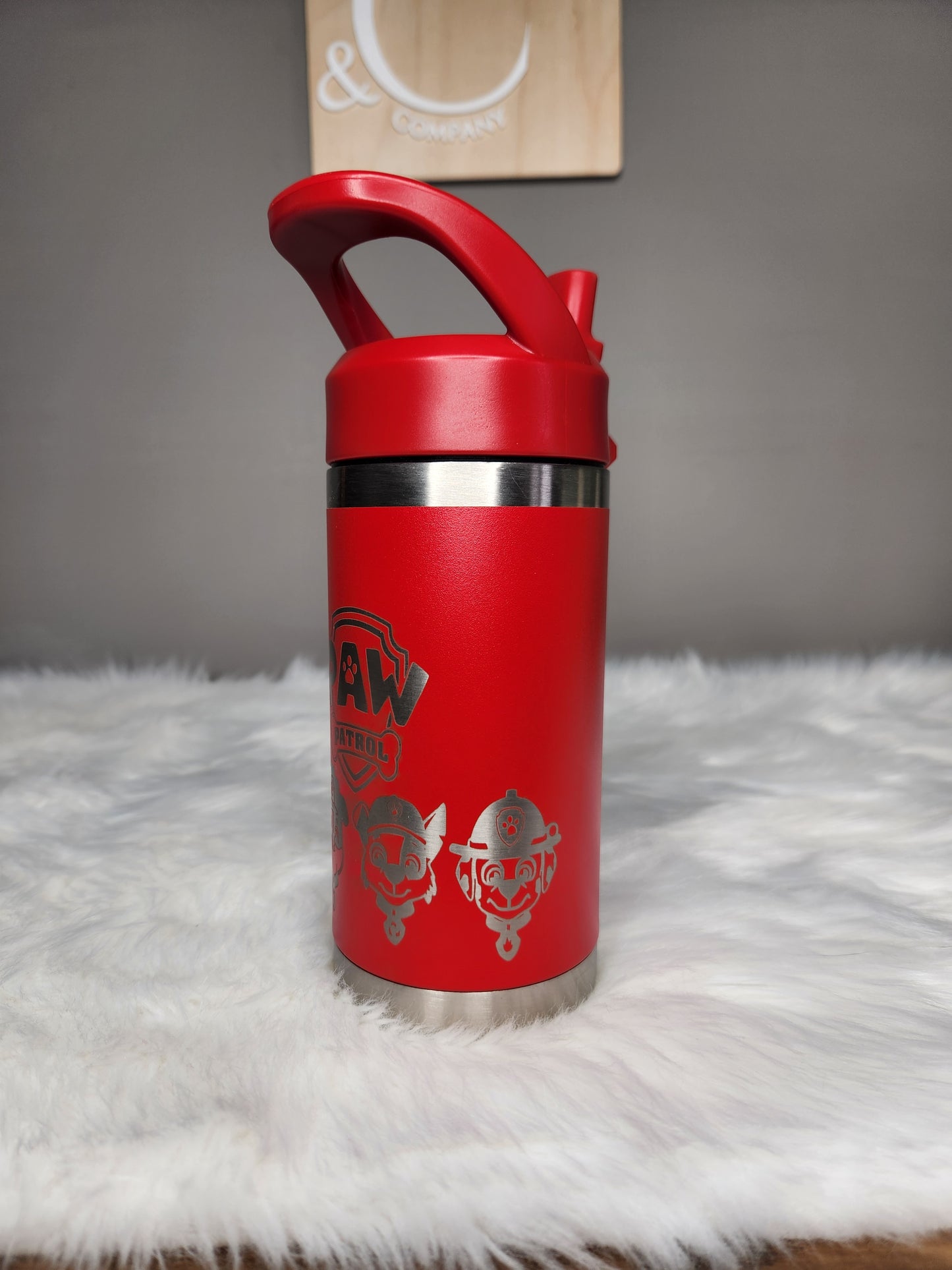 Red paw patrol waterbottle engraved tumbler