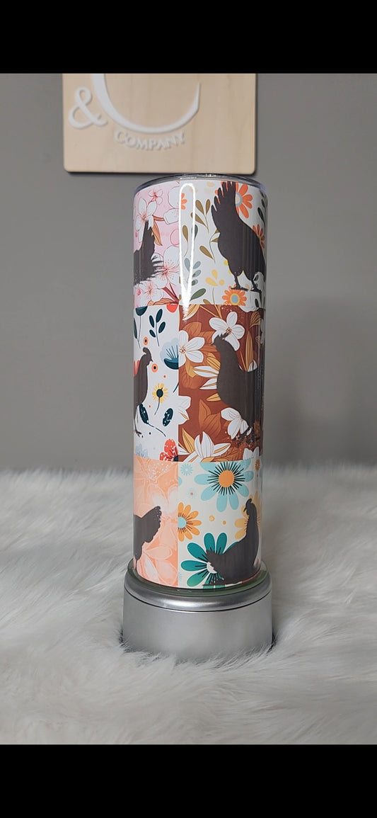 Patchwork chickens tumbler