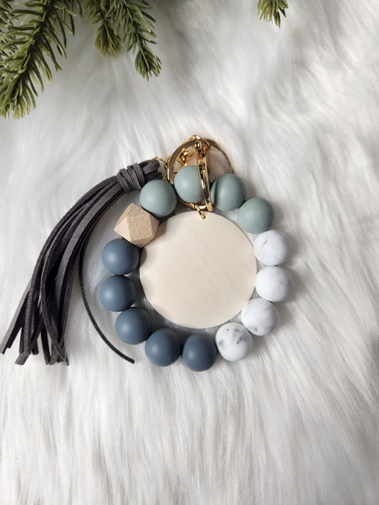 Dusty blue grey marble wristlet