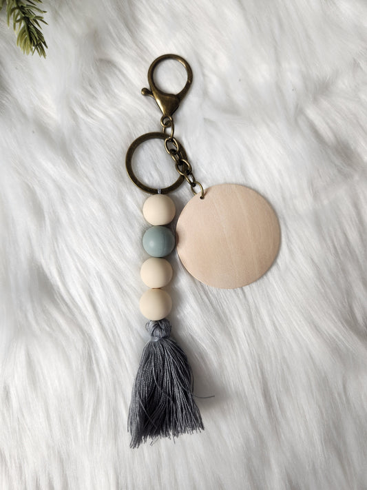 Grey boho keychain wristlet